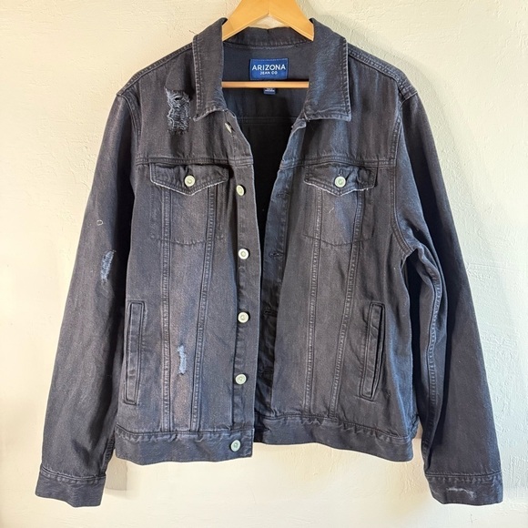 Arizona Jean Company Jackets & Blazers - Arizona Jean Company Women's Distressed Black Denim Jacket Size Large